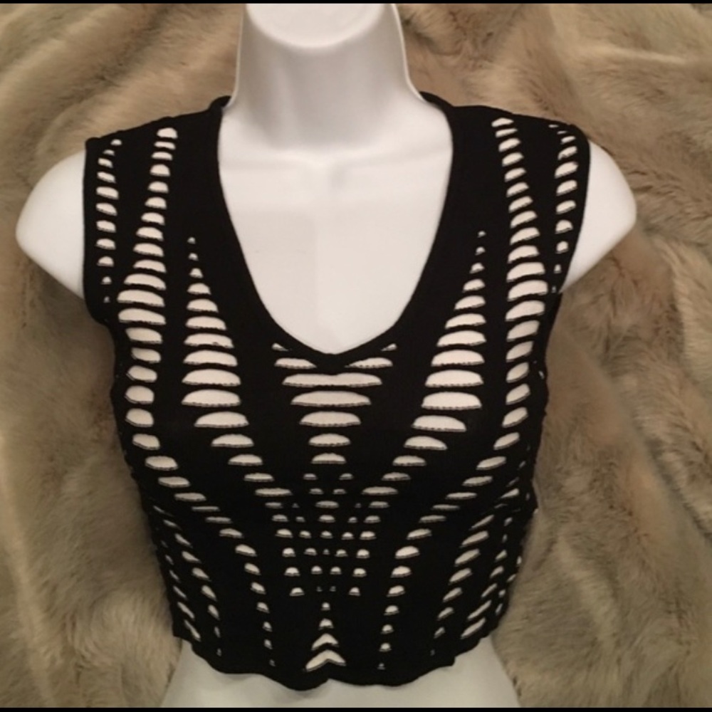 BEBE Black & White Crop Top XS